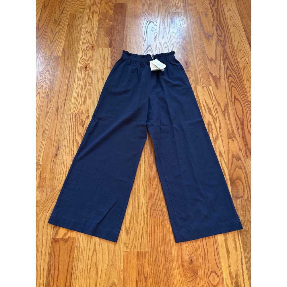Grace & Mila Etienne Wide Leg Paperbag Waist Pants Marine Navy Blue Small NWT